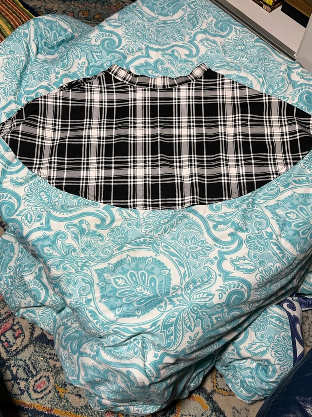 Hot Topic Black & White Plaid Trim Skirt